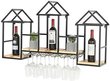 Leifeng Tower Classico Wine Rack Ferro battuto Telaio in Laminato di Legno, Nordic Vento Wall Hanging Forma Tre Casa Creativa Wine Rack Domestica Wine Rack Rack (Color : Black)