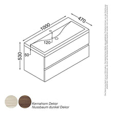 KZOAO Paris - Set lavabo, 100 cm, colore: Noce