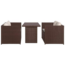 Festnight Set da Bistrot con Cuscini, Tavolo Sedie da Giardino in Polyrattan, Set Mobili da Giardino Marone 3 pz