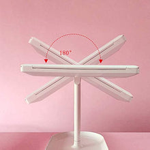 PULLEY Trifold Makeup Vanity Specchio con luci dimmerabili, Dual Power LED illuminato portatile specchio ingrandimento (colore: bianco)