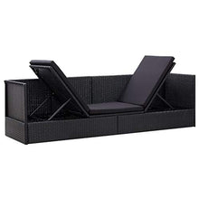 FAMIROSA Divano da Giardino con Cuscini in Poyrattan Nero-6087