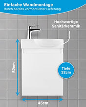 Alpenberger Lavabo con mobiletto, bianco lucido, mobili da bagno preassemblati, set adatto a qualsiasi bagno o camera degli ospiti, design senza tempo