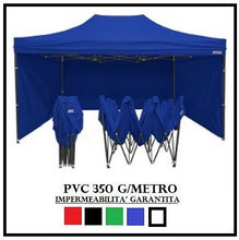 RAY BOT Gazebo Pieghevole 3X4.5 Blu Acciaio + 4 Teli Laterali PVC 350 g Metro