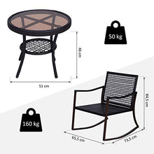 Outsunny Set 2 Sedie a Dondolo da Giardino con Tavolino con Cuscini Esterno Rattan Marrone