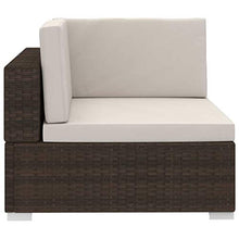 SKM Set Divani da Giardino 3 pz con Cuscini in Polyrattan Marrone (28.55kg)