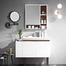MRJ Specchio Ingranditore con Luce LED, Specchietti da Trucco a Parete Bilaterali a LED, Girevole 360 °, Lente d'Ingrandimento 5X e Specchio Piatto, Concealed Install