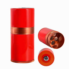 QINJLI Alluminio Cigar Box, Cigar Box Gift Box, Red Sigaro Cilindro, Sigaro igrometro umidificatore Corsa Sigaro Tubo 7 Cigar 28 Millimetri