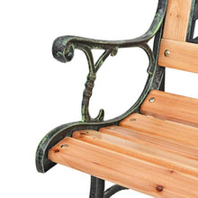 Panca da giardino a 2 posti, con schienale in legno e ferro battuto per esterni