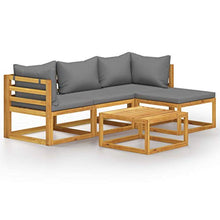 FAMIROSA Set Divani da Giardino 5 pz con Cuscini in Massello di Acacia-7603