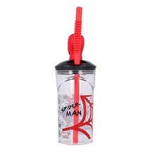 Bicchiere Con Cannuccia E Figura 3d - 360 ml | Spiderman Urban Web