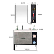 BGROESTWB Mobile da Bagno Specchio Bagno Bagno Armadio Combinato Lavabo per lavabo da Terra WC Vanity Marble per Casa (Color : Gray, Size : 55x100x85cm)