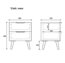 Comodini camera Comodino con Gambe in Metallo con credenze a Due cassetti Letto Mini Armadio Contenitore Due cassetti 480X400X350MM