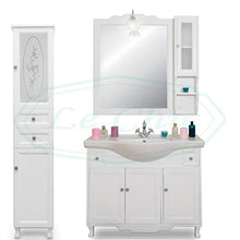 arredo bagno mobile con lavabo specchio e colonna salvaspazio shabby chic in vero legno bianco provenzale