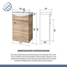 Lavabo con mobiletto base, 45 cm, per bagno e WC ospiti (rovere Sonoma)
