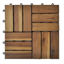 GOTOTOP - 10 piastrelle per pavimenti in legno di acacia massiccio, 0,9 m2, per giardino, terrazza, balcone, prato, legno e plastica, 30 x 30 cm
