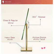 specchio trucco,specchio trucco,Specchio da tavolo in bronzo in stile nordico, specchio rotante in bronzo a 360 gradi