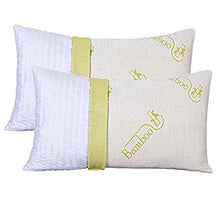 EVERGREENWEB Coppia Cuscini Letto in Memory Foam e Fodera in Fibra di Bambu Sfoderabili 40x70 h 12 cm Imbottitura Effetto Piuma con Fiocchi 100% Schiuma a Memoria CERVICALE 2 Guanciali Nuvola Bamboo