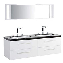 Beliani Malaga - Set di mobili da Bagno con lavandino, armadietto e Specchio, Colore: Bianco