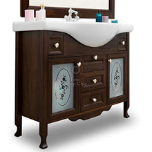 Shop Chic Arredo bagno in legno in stile classico noce con lavabo ante e cassetti