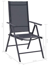 Set Tavolo e 4 Sedie Pieghevoli da Giardino in Metallo e Textilene Nero
