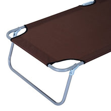 Outsunny Lettino Prendisole da Giardino, Sdraio Pieghevole e Regolabile con Tettuccio in Tessuto Marrone, 187x58x50cm