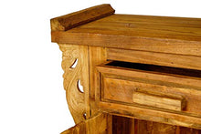 Windalf Handmade Natura - Comodino con cassetto ANNAEL 94 cm, con ornamenti in legno