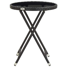 FAMIROSA Tavolino da caffè Nero 60 cm in Polyrattan e Vetro Temperato