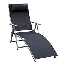 miozzi Sdraio Prendisole Relax Reclinabile Pieghevole in Metallo 137x63.5x100.5 cm Nero