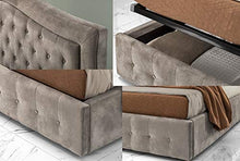 SARDAMATERASSI Letto piazza e mezza con box contenitore velluto beige designe + materasso piazza e mezza 120x190 memory foam+ guanciale memory saponetta sfoderabile