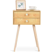 COSTWAY Comodino, Tavolino con 2 Cassetti in MDF Ecologico e Resistente, Naturale (2 cassetti)