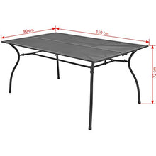 OUSEE Tavolo da Giardino 150x90x72 cm Rete in Acciaio