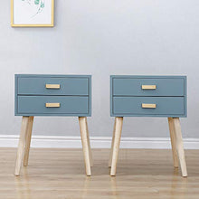 Flyelf Comodino Tavolino con 2 Cassetto 35 * 45 * 59.5 cm (Grigio Blu, 2)