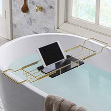 XYNB Vasca da Bagno in Metallo, a Scomparsa Impermeabile con Supporto per Bicchiere di Vino e Supporto per iPad/Supporto per Libri/Vassoio per Libri, Adatto per la Maggior Parte delle vasche da