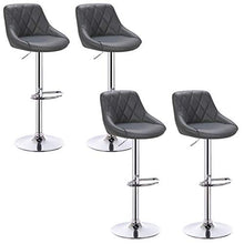 WOLTU 4X Sgabelli da Bar Alta Sedia Girevole Cucina con Schienale Poggiapiedi in Ecopelle Grigio, Regolabile in Altezza 9184-4