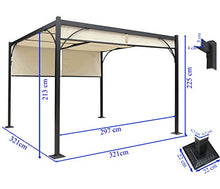 Gazebo pergola baldacchino apribile Granada alluminio poliestere 3x3m avorio