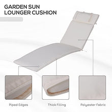 Outsunny Cuscino per Sdraio Lettino Prendisole da Giardino 198x53x5cm Bianco Crema