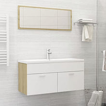 vidaXL Set Mobili da Bagno 2 pz Bianco e Rovere Sonoma in Truciolato