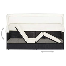 SKM Divano da Giardino con Tettoia in Polyrattan Nero