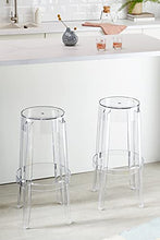 Kartell Charles Ghost Sgabello Large, H. 75 cm, Set da 2, Policarbonato Trasparente o colorato in Massa, Cristallo, H. 75