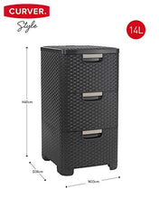 Curver 206313 Style - Cassettiera in polipropilene, aspetto in vimini, 3 x 14 L