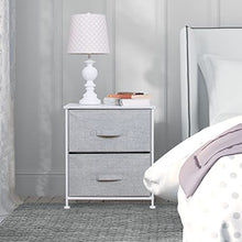 mDesign comodino in tessuto con due cassetti – Ottimo per le vostre camere da letto! – Colore: grigio