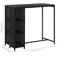 SKM Set da Bar da Giardino 5 pz con Cuscini in Polyrattan Nero (36.6kg)