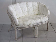 fantasie d oriente Salotto Vimini Bahama Rattan Naturale DECAPATO in Bianco 2 POLTRONE 1 Divano 1 Tavolo CASA E Giardino Completo di Cuscini con Laccetti