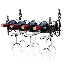 Gn shop Portabottiglie per Vino - 4 Bottiglie E 6 Coppe Smontabile Parete Scaffale per Vino
