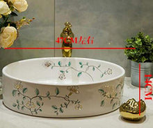 Jgophu Lavandino da bagno in ceramica con orchidea dorata dipinta a mano