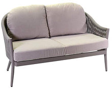 Set Salotto da Giardino Divano 2 Poltrone e Tavolino in Corda Renton Grigio