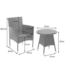 Mendler Salottino polyrattan HWC-G27 tavolino con 2X poltrone Marrone Cuscini Avorio