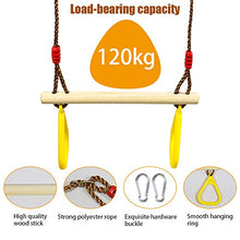 ValueHall Altalena con Anelli da Ginnastica con Anelli di Plastica y Corda Regolabile per Bambini Trapezio in Legno V7110B