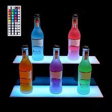 Wygwlg Espositore per Bottiglie di liquore Illuminato a LED, ripiano per Bottiglie Illuminato a 2 gradini, per Ripiani per Bevande da Bar da casa,Long19.6in/50cm