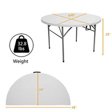 Tavolo pieghevole rotondo da esterno pieghevole da 128 cm, bianco, beige